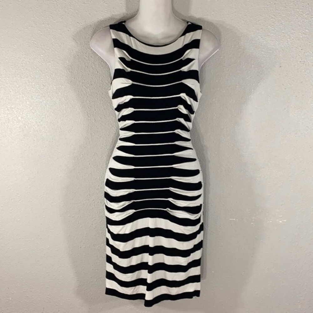 Betsey Johnson white black stripe bodycon dress K9 size 4 - Picture 4 of 11